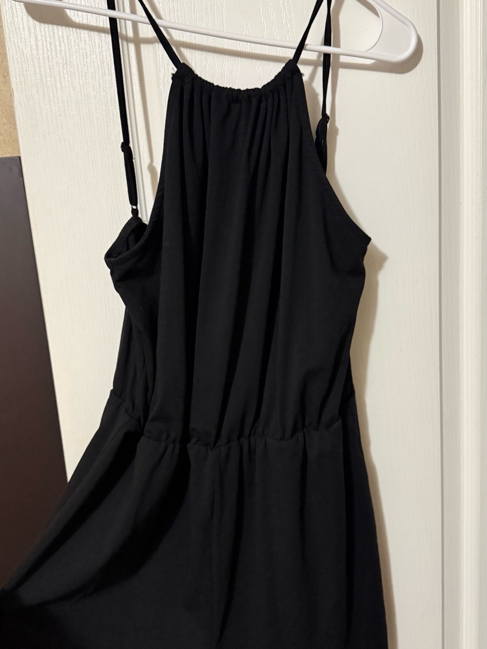 SHEIN Black Mini Halter-Style Dress with Spaghetti Straps